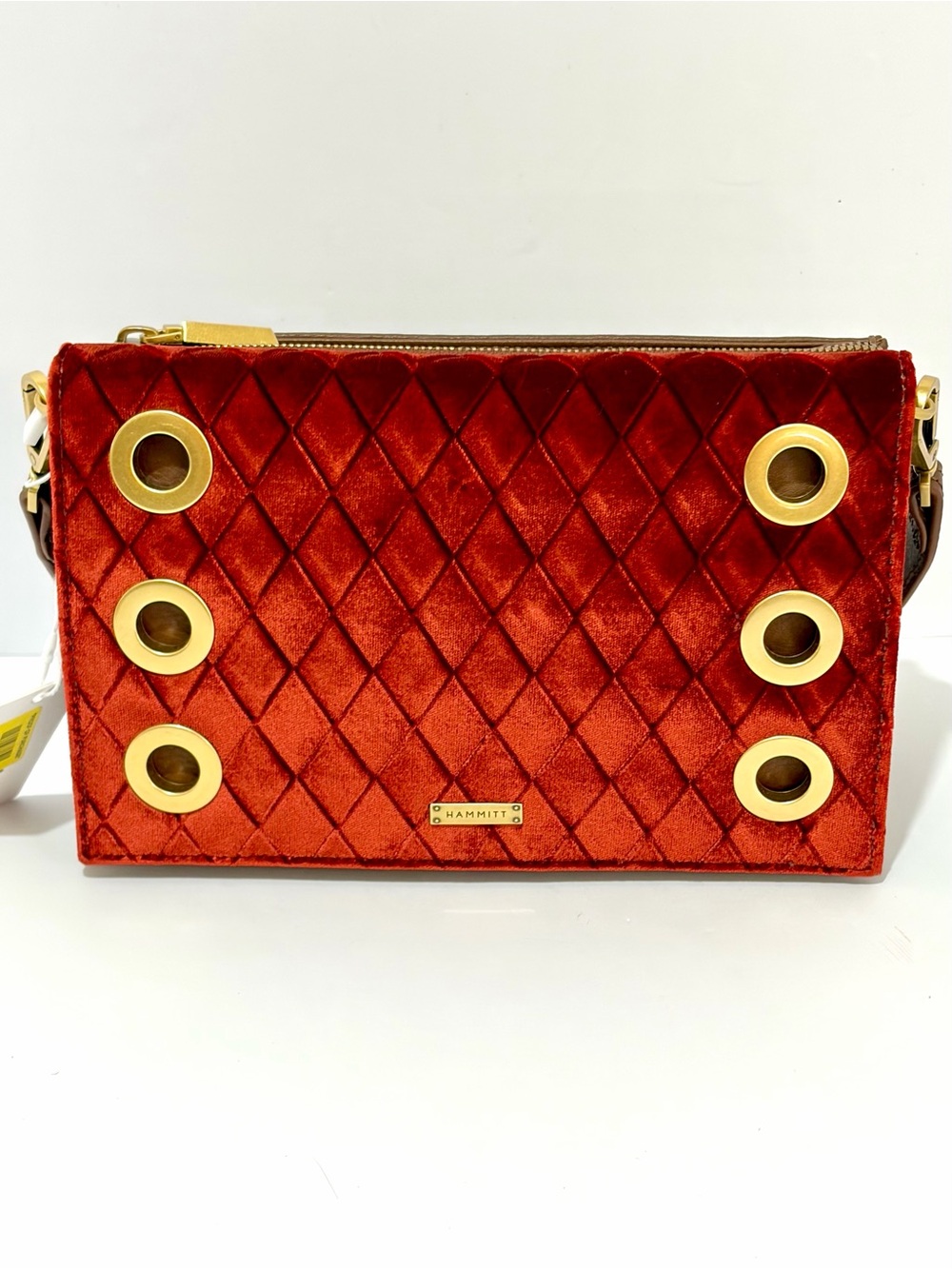 Hammitt Montana Small Clutch In Monarch Velvet With Antique Gold Hardware NWT